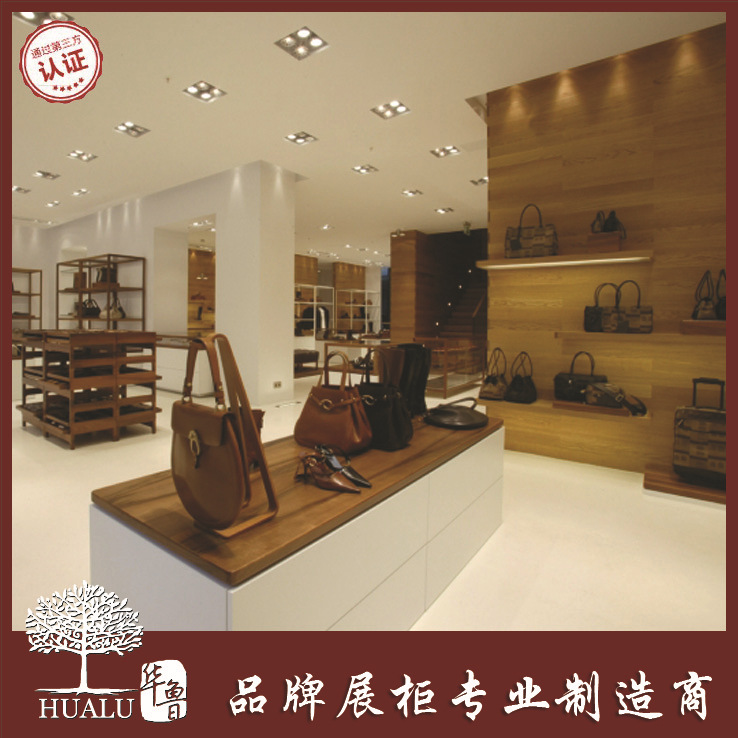 company Leather goods The exhibition hall Bag display Display cabinet Market store Paint Wood Products Nakajima goods shelves Handbags Showcase