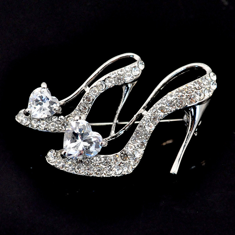 Glam Luxurious Lady High Heel Alloy Inlay Zircon Women's Brooches display picture 2