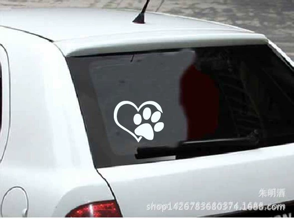 Новый внешний торговый HEART PAW VINYL наклейка на автомобиль Reflective love footprint автомобильная наклейка следы собак