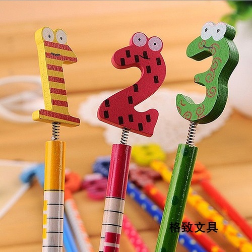 Direct Manufacturer Sales Digital Pencil HB Creative Pen Primary School Stationery Wholesale Cute Cartoon Wooden Pen