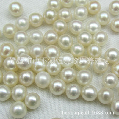 珍珠原料 5-5.5mm正圆无瑕淡水珍珠半孔裸珠散珠批发厂家直销|ru