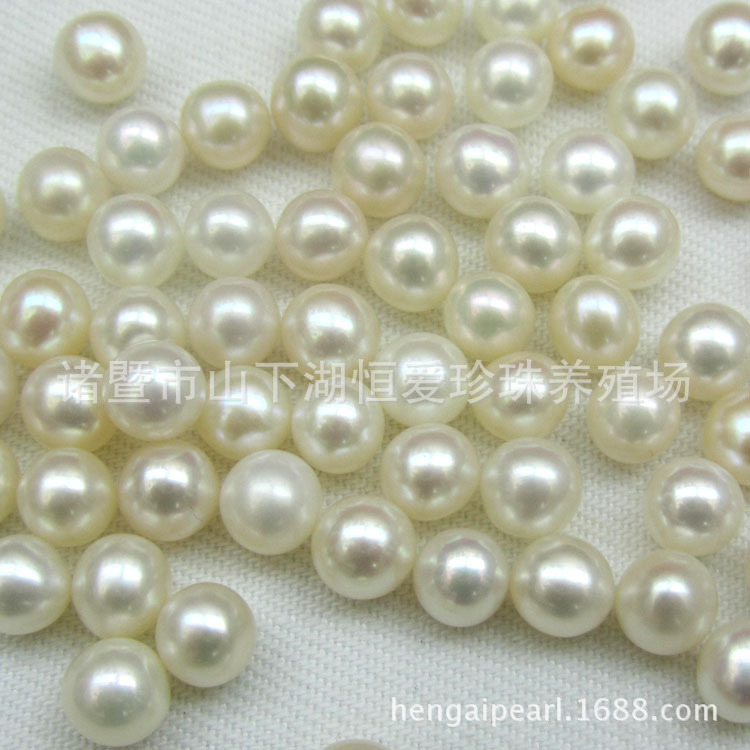 珍珠原料 5-5.5mm正圆无瑕淡水珍珠半孔裸珠散珠批发厂家直销|ru