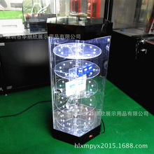 供應 LED六邊形旋轉展示櫃 亞克力產品展示架 有機玻璃展示架