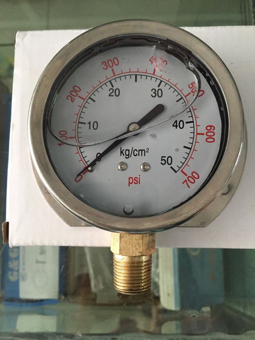 径向带边耐震压力表 表盘100MM 60MM 3/8螺纹  KG/PSI YN100T