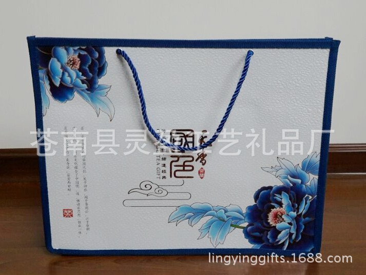 厂家供应 国色天香茶叶高档手提袋 彩印纸面礼品袋 环保无纺布