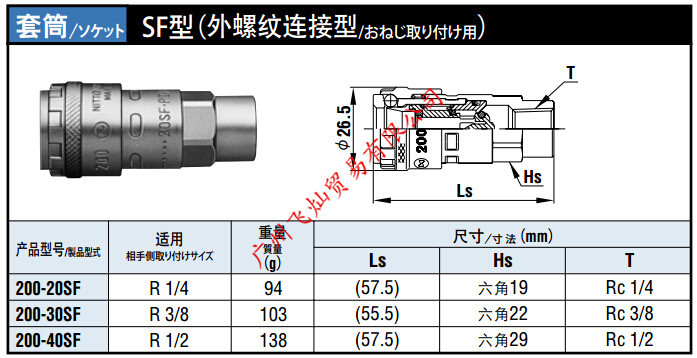 日东工器NITTO快速接头200-20SF