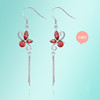 Earrings with tassels, long hypoallergenic crystal with amethyst, silver 925 sample, 925 sample silver, wholesale