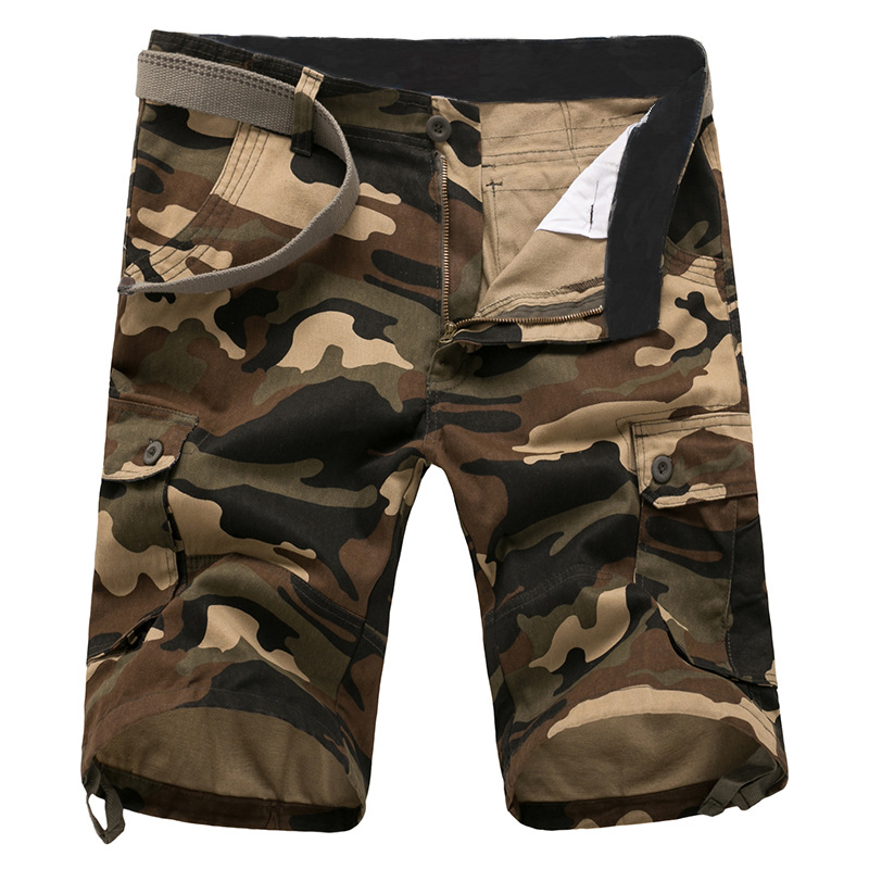 Camuflaje multi-Bolsillo ropa de trabajo pantalones cortos de camuflaje de los hombres de moda estilo militar americano resistente al desgaste verano quinto Pantalones