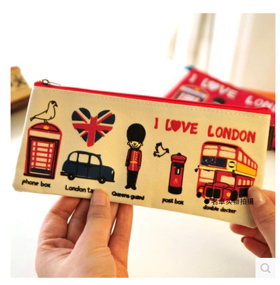 3630飞越伦敦牛津布拉链袋 韩国文具学生拉链笔袋文具袋笔帘异国