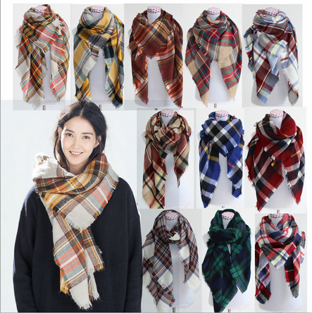 韩国韩版东大门速卖通秋冬新款格子保暖围巾披肩女士方巾 scarf
