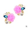 Accessory, decorations, earrings, ear clips, crystal, wholesale, Korean style, flowered