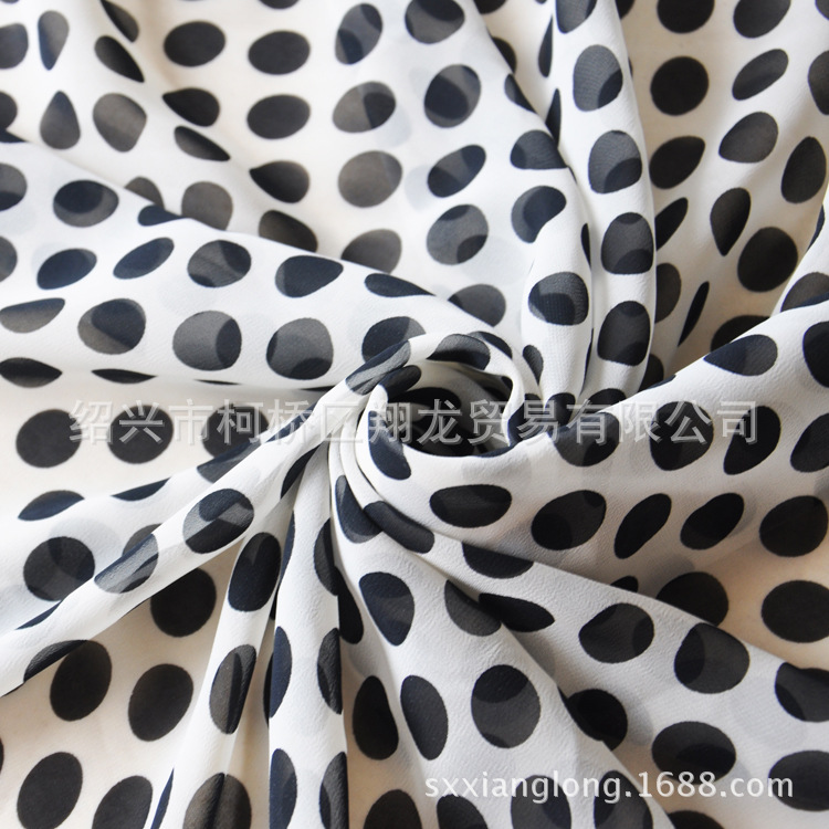 【翔龙印花 XL115】经典 时尚简约1.5公分圆点女装雪纺女装面料