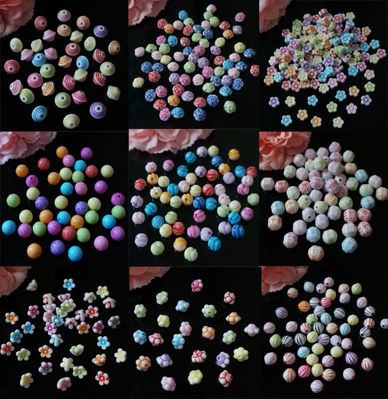 DIY children's jewelry accessories for acrylic mixed-color broad bean flower and colorful little bean sprout button decoration beads detail image 12