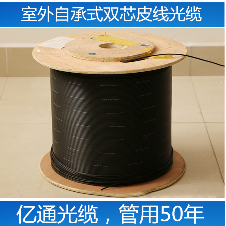二芯单模光纤 入户专用室外3钢丝自承式光纤皮线光缆 电信级双芯|ms