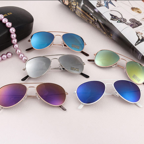 Spring and Summer New Korean Style 3024 Children's Reflective Fashion Kids Frog Glasses Boys' Colorful Sunglasses