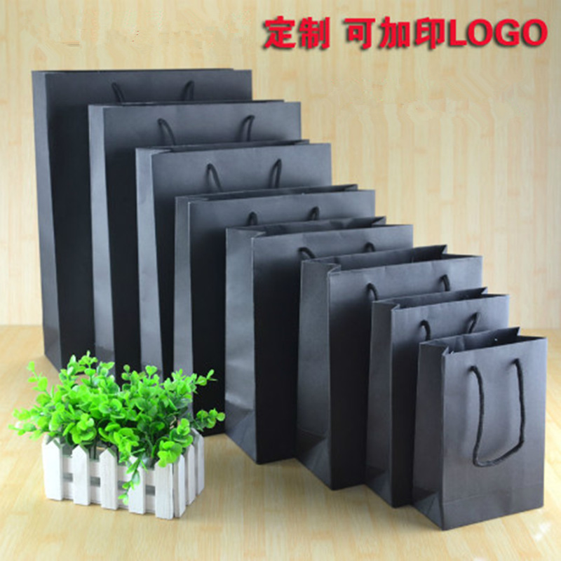 纸袋定做 黑色手提袋 高档礼品袋 服装袋加印LOGO印刷多尺寸可选