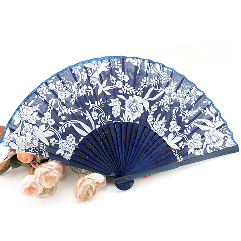 Special Offer Chinese style Fan Customized Blue Print Cloth fan lady Travel? Attractions Best Sellers gift gift