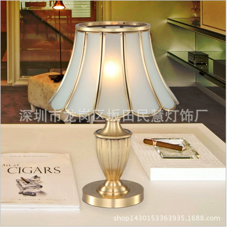 Country table lamp for living room, copper lights for bedroom, lantern for bed, American style