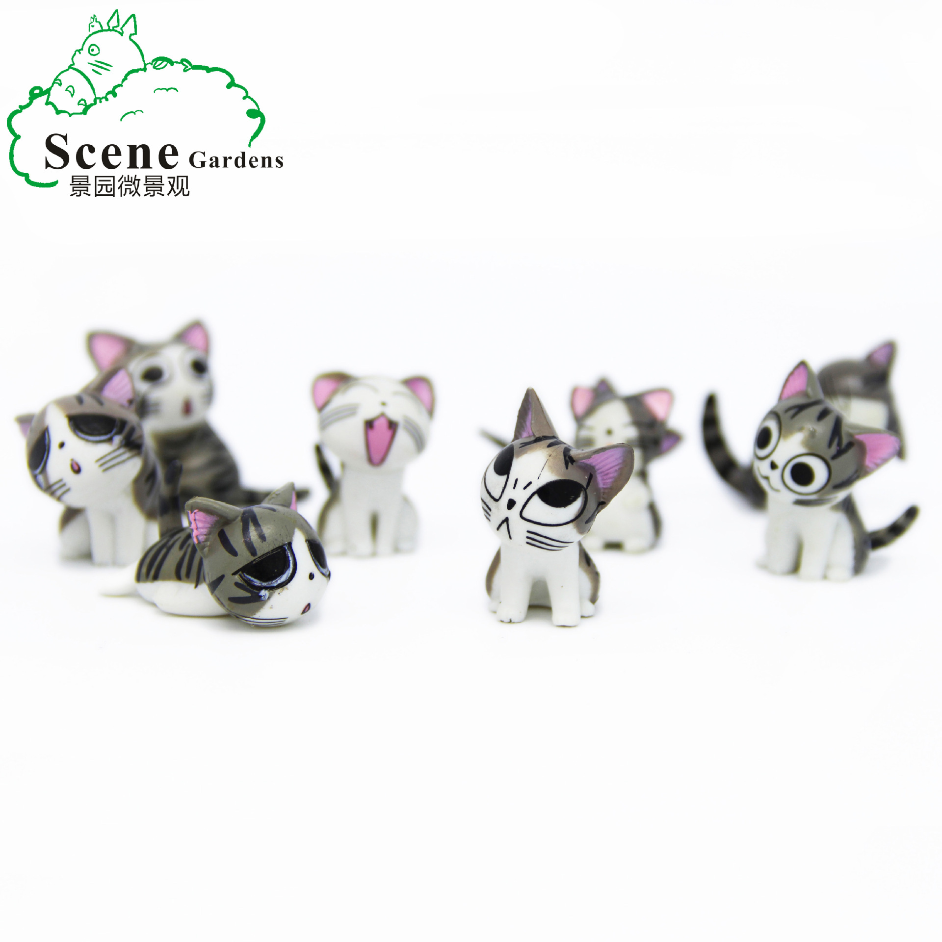 苔藓微景观9款起司猫摆件 多款表情 微景观摆件 多肉摆件饰品|ms