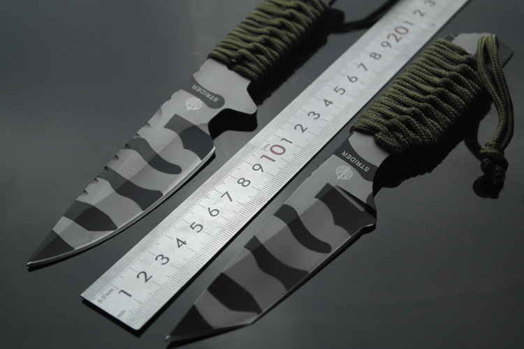 户外直刀ST战术小刀户外刀具 挺进者军刀 丛林迷彩野营刀 收藏刀