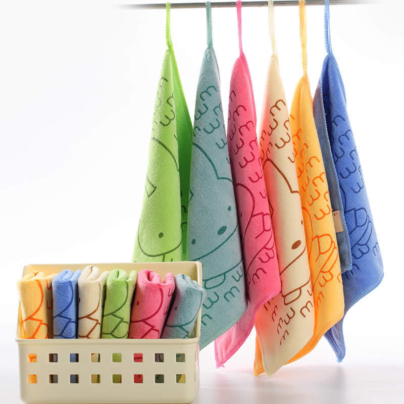 Thickened microfiber square towel sanding printing kindergarten children's hand towel small towel factory outlet