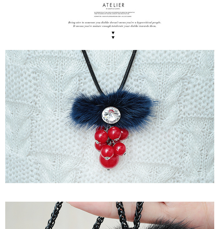 Cute Crystal Plush Red Grape Long Necklace display picture 4
