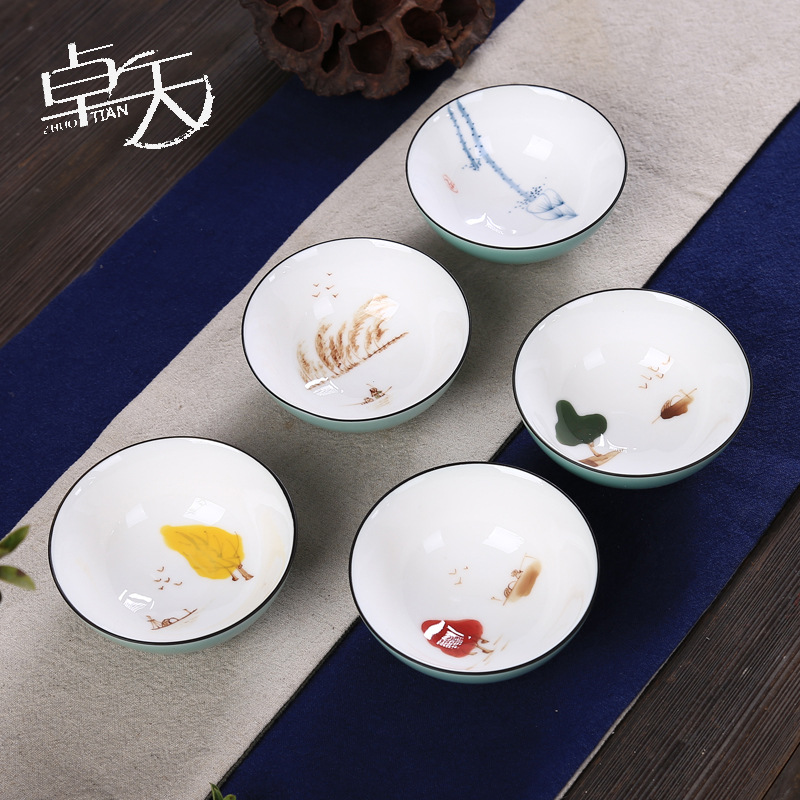 Union Hand drawn Jingdezhen Blue and white porcelain teacup Tie Guanyin Tea glass personal Single cup ceramics gift tea set