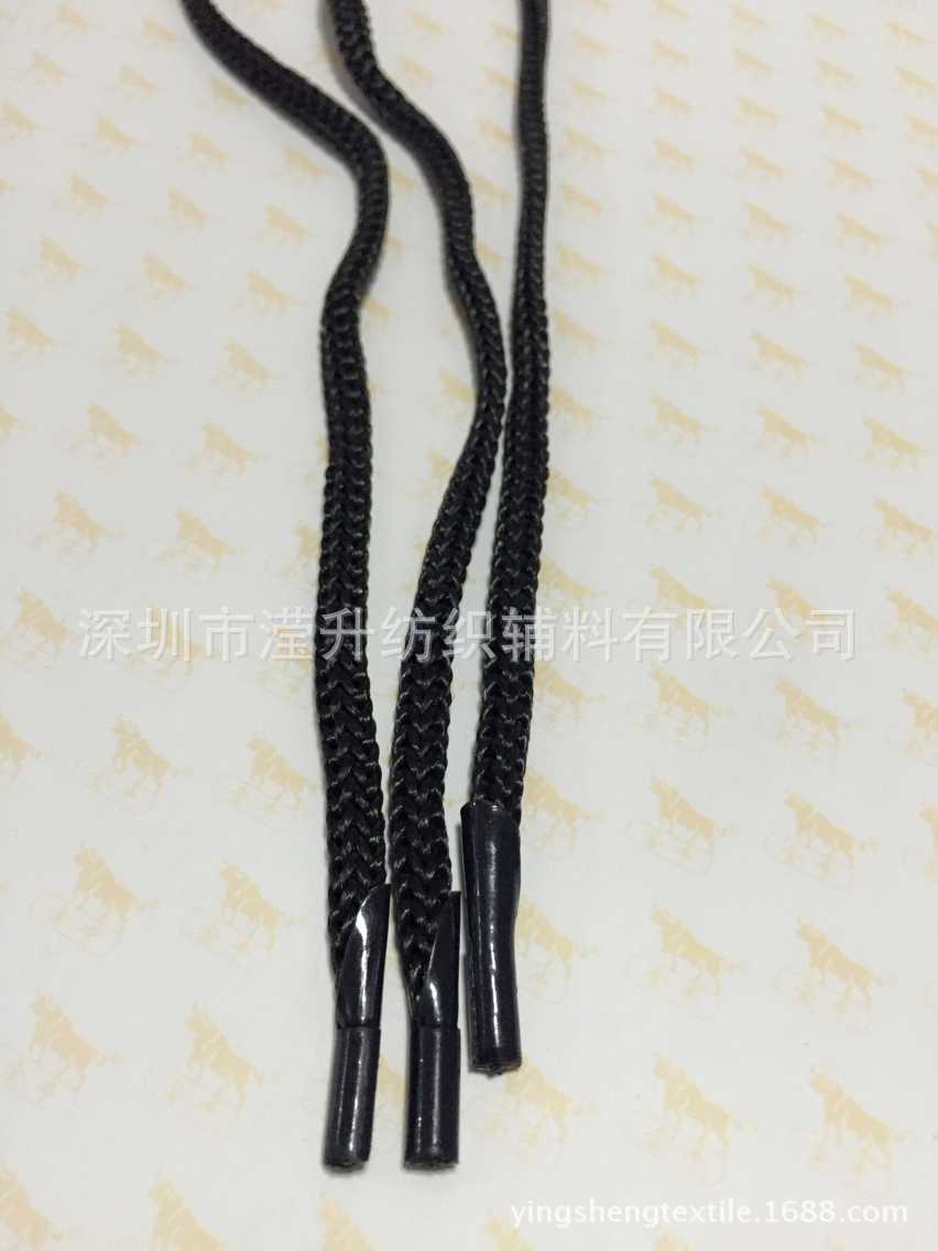 现货4MM黑色针通绳带 35CM手提纸袋针通圆绳带 手提绳 黑色绳子