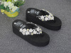 Flip flops, slippers, beach footwear platform, flowered