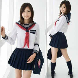 性感长袖学生校服表演套装 可爱女水手短裙情趣制服诱惑摄影写真