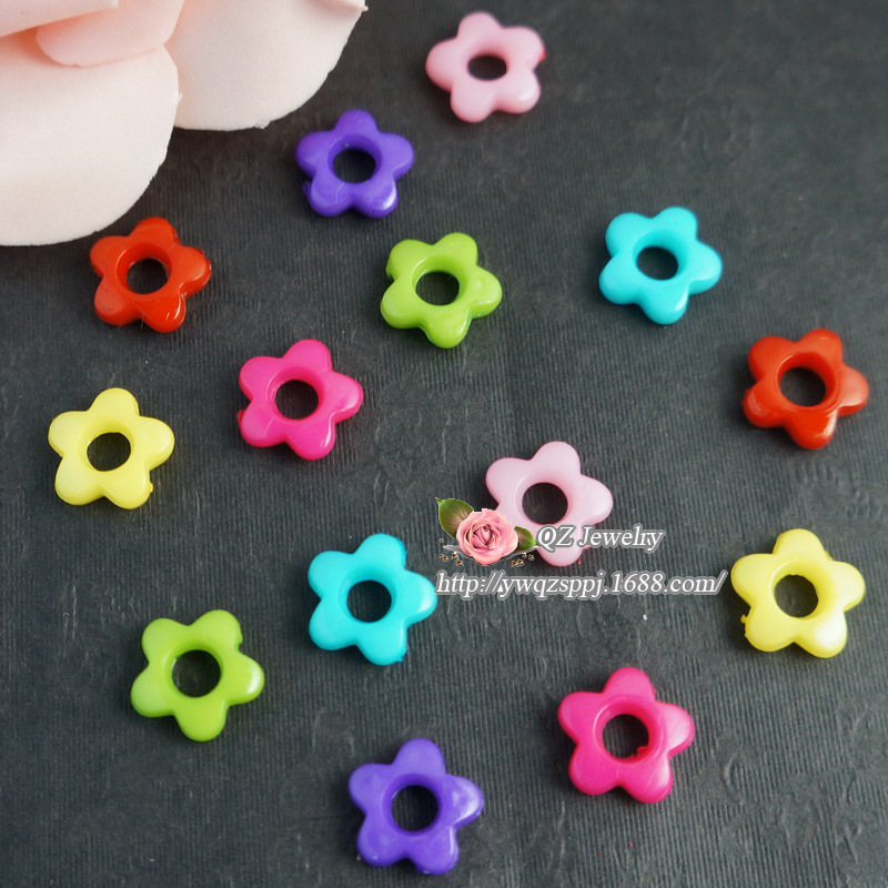 diy children's jewelry accessories, handcrafted cartoon beaded acrylic hollow five-leaf flower girls' versatile jewelry detail image 4