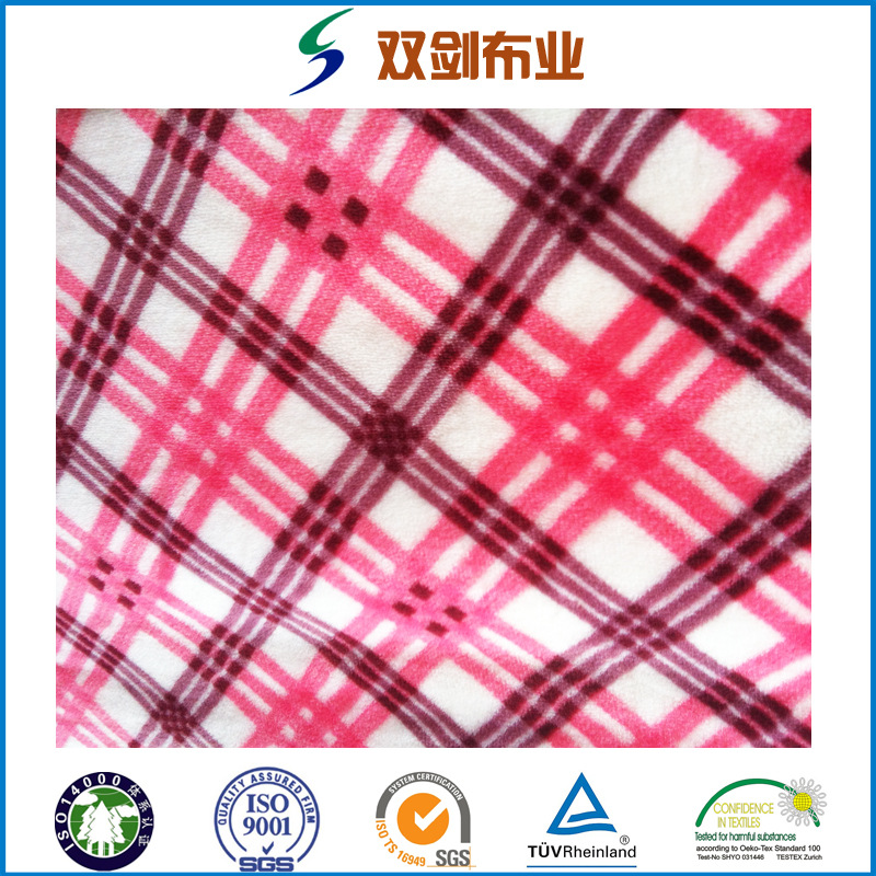 专业供应高档珊瑚绒毛毯面料印花剪花胶印