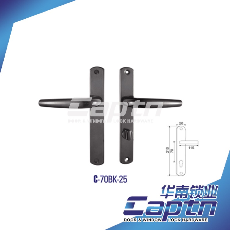 Suministro de fábrica de aleación de aluminio negro cerradura de la manija de la puerta C- 70BK-25 puerta interior y cerradura de la manija de la ventana cerradura de la puerta europea