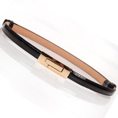 Automatic buckle candy color patent leather women's Korean style thin belt Korean style versatile fashion decorative thin belt for women