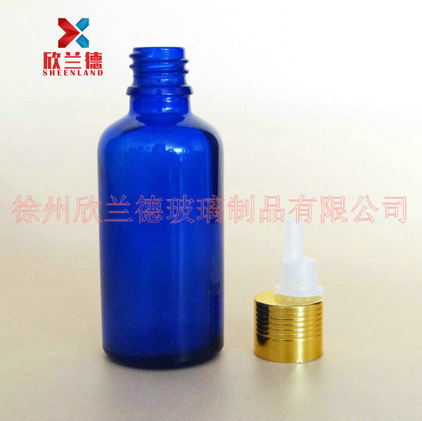 厂家直售 50ml精油瓶 蓝色圆肩喷雾瓶 细雾喷雾瓶 玻璃分装试用装