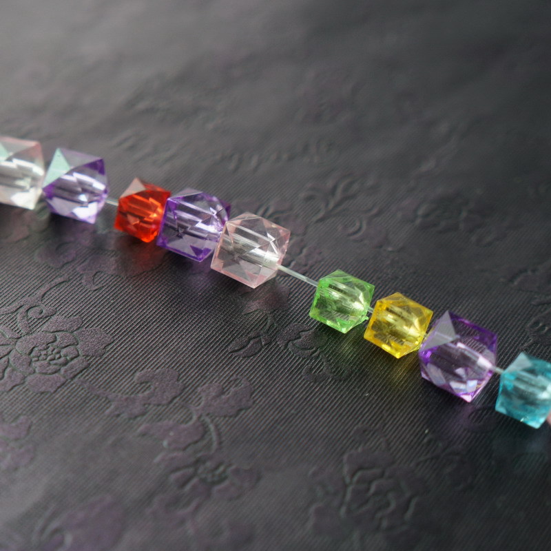 Transparent acrylic square beads, golden square beads, money tree base square beads, beading material detail image 3