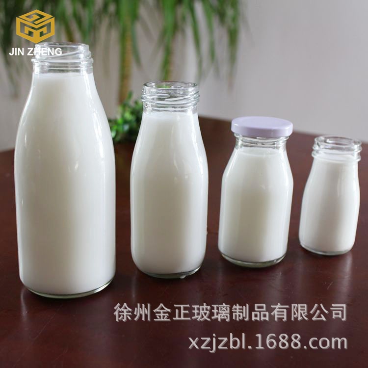 厂家供应 螺口500ml/300ml/200ml/100ml各种规格鲜奶酸奶玻璃瓶