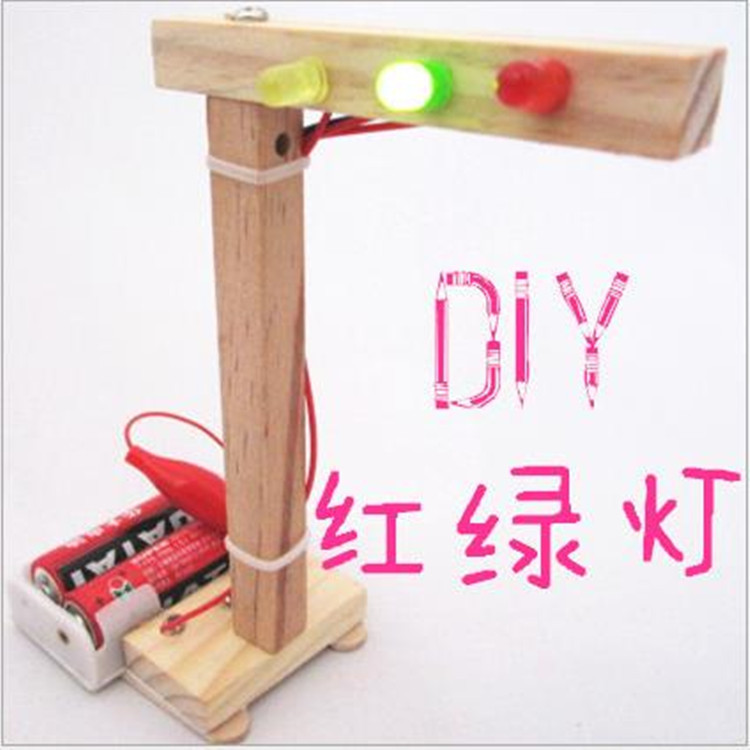 科技小制作ＤＩＹ智力拼装红绿灯　儿童手工制作科普益智玩具|ru