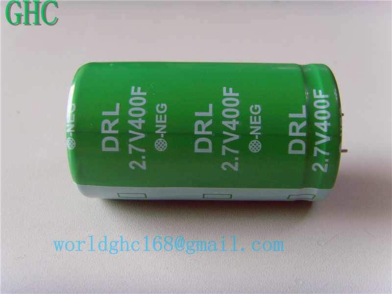 供应耐低温长寿命储能电容法拉电容器2.7V400F2.7V500F牛角型焊接