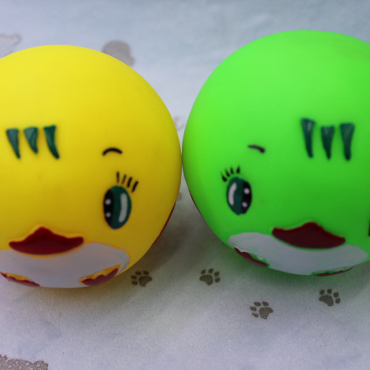 宠物玩具 双面脸球 狗狗卡通双面脸挤压发声玩