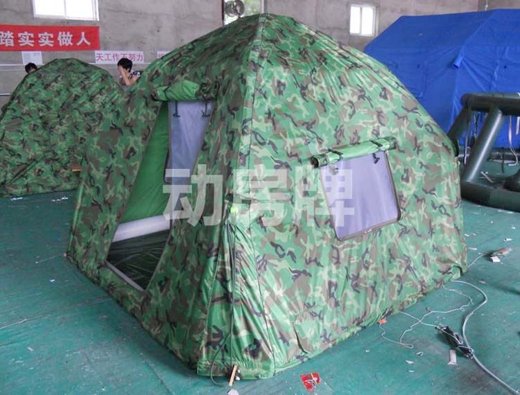 6平米双层森林迷彩白内衬充气帐篷 野营充气帐