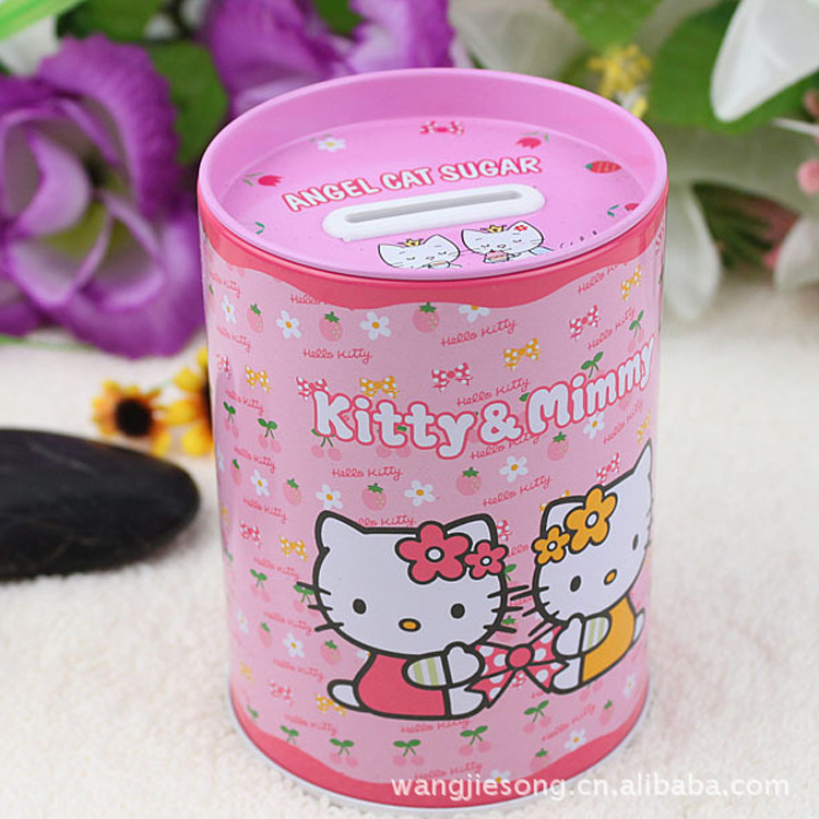 新品供应外贸圆形储蓄罐 方形美观马口铁卡通带手提罐批发