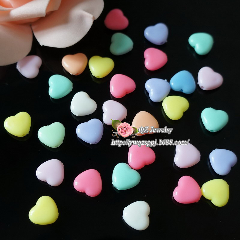 儿童手工彩色桃心 亚克力爱心珠 串水果竹签花签牙签珠串详情图4
