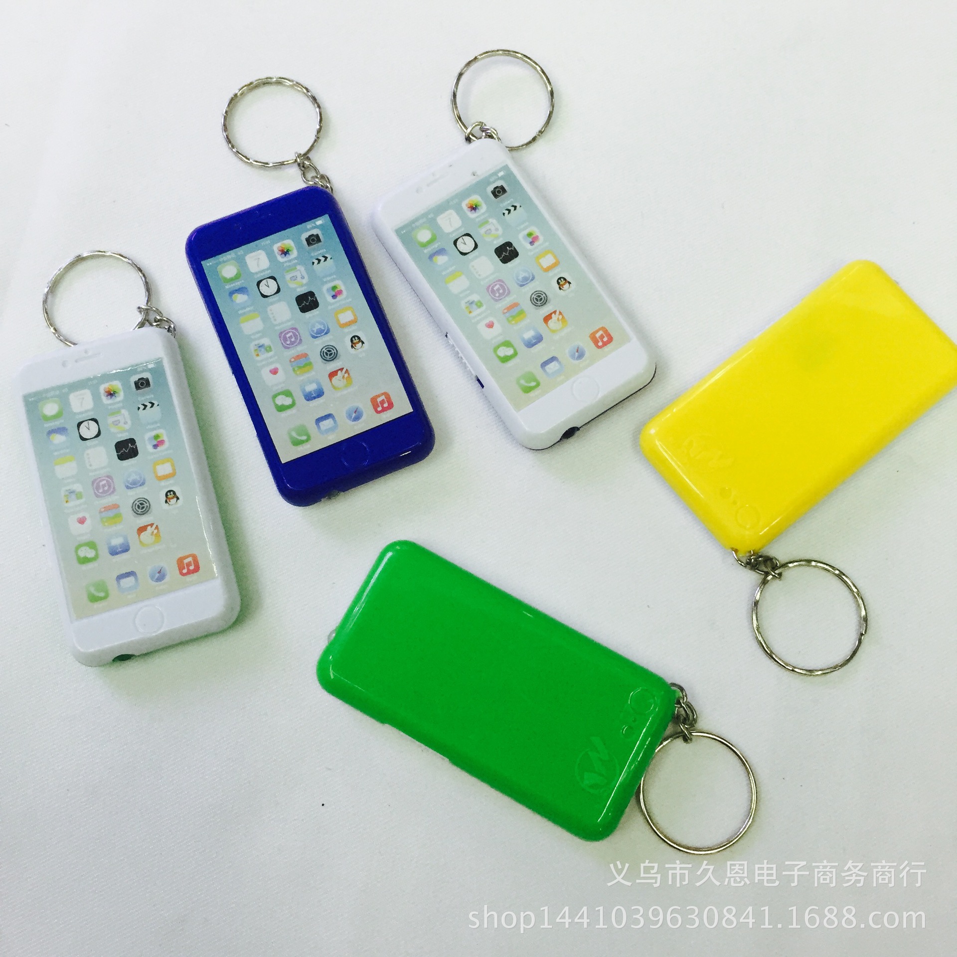 Exquisito lindo mini iPhone modelo de teléfono móvil Luz Moda LED llavero colgante