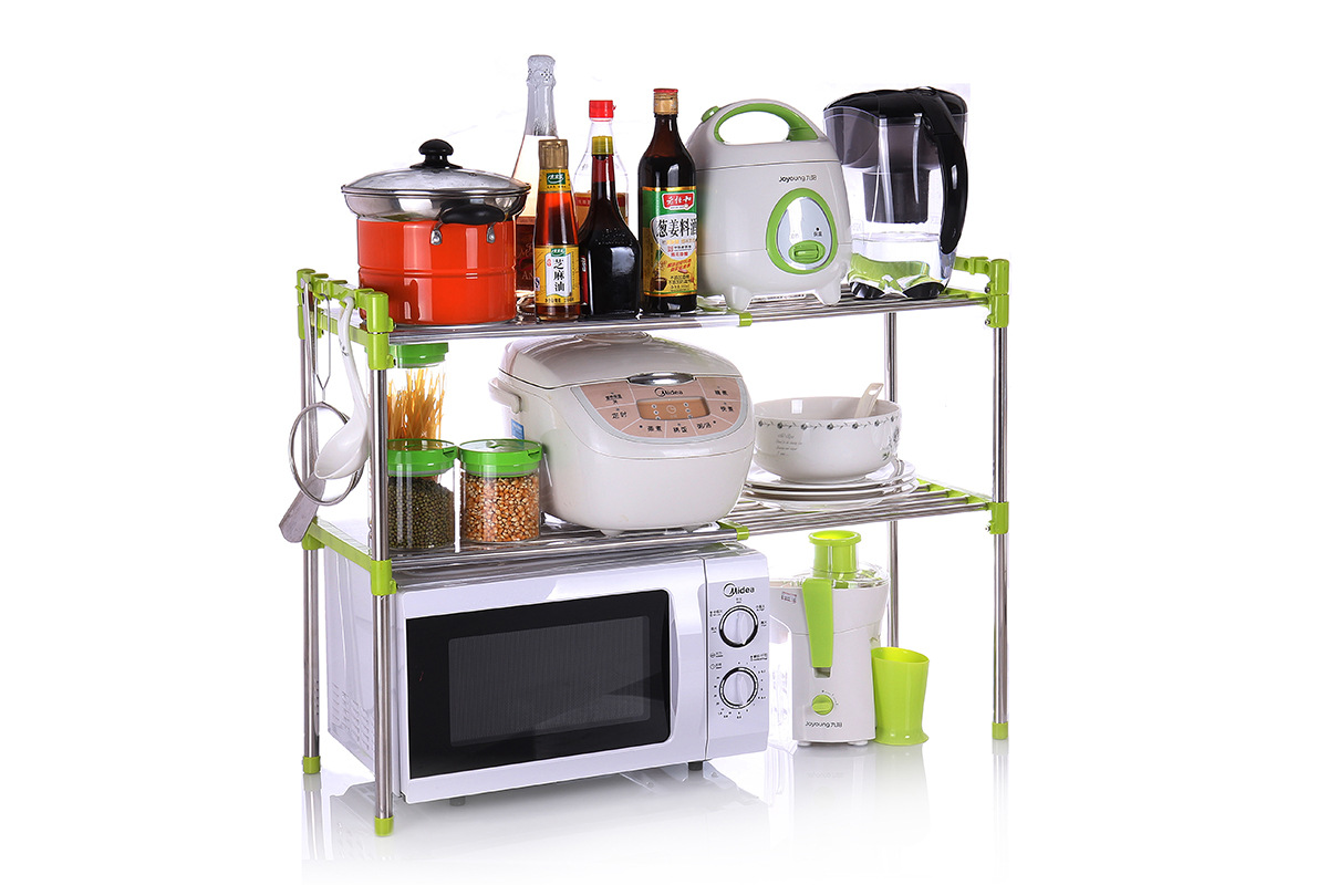 熱銷雙層微波爐置物架廚房置物架浴室置物架不鏽鋼廚房用具現貨