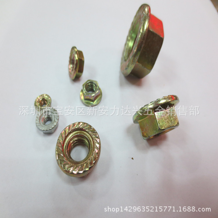 批发销售法兰螺母M5齿纹螺母防脱螺母