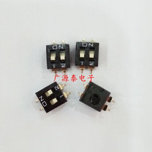 原装园达DIP DM-02-V贴片拨码开关2位 间距2.54 SMD贴片IC型黑色