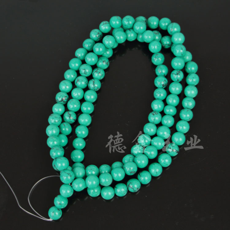 Turquoise rosary with round beads walnut