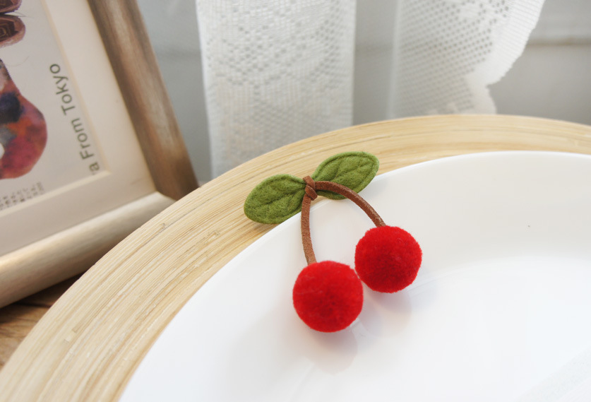 Korean Cute Style Simple New Cherry Hair Ring display picture 4