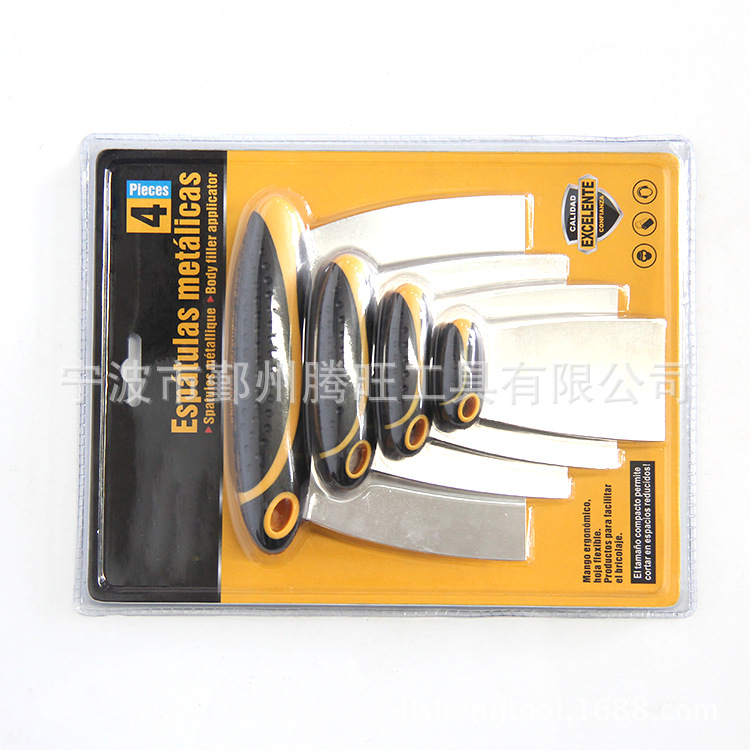 宁波腾旺大量供应4PC方形油刮刀 双色柄塑料刮刀刮板 不锈钢刮板